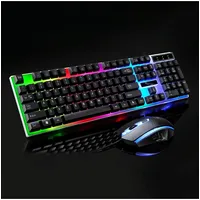 Zgb G21 1600 Dpi Professional Wired Colorful Backlight Mechanical Feel Suspension Keyboard  Optical Mouse Kit for Laptop, PcBlack