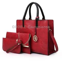 3 in 1 Leather Women Large Tote Bags Shoulder Bag Messenger PurseRed