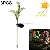 3Pcs Simulated Calla Lily Flower 5 Heads Solar Powered Outdoor Ip65 Waterproof Led Decorative Lawn Lamp, Colorful LightWhite