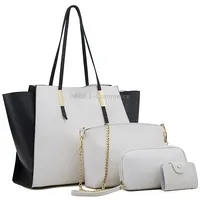 4 in 1 Fashionable Simple Suit Bag Messenger Large Capacity HandbagWhite