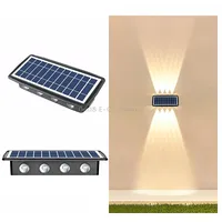 8Led Solar Wall Lamp Outdoor Waterproof Up And Down Double-Headed SpotlightsWarm Light