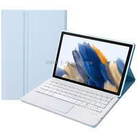 A08-A Candy Color Bluetooth Keyboard Leather Case with Touchpad For Samsung Galaxy Tab A8 2021 Sm-X205 / Sm-X200White Ice