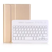 A290 For Galaxy Tab A 8.0 T290 / T295 2019 Detachable Bluetooth Keyboard Leather Tablet Case with Stand FunctionGold