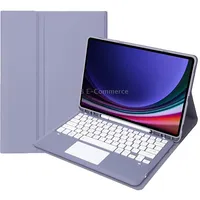 A810B-A For Samsung Galaxy Tab S9 Touch Pad Detachable Bluetooth Keyboard Leather Tablet CasePurple