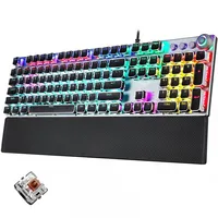 Aula F2088 108 Keys Mixed Light Plating Punk Mechanical Brown Switch Wired Usb Gaming Keyboard with Metal ButtonSilver