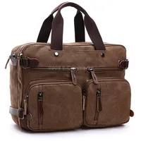 Casual Canvas Three-Purpose Business Briefcase Computer Bag, Color Coffee Large