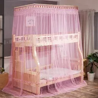 Double-Layer Bunk Bed Telescopic Support Floor-To-Child Mosquito Net, Size120X190 cm Pink