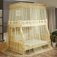 Double-Layer Bunk Bed Telescopic Support Floor-To-Child Mosquito Net, Size120X190 cmBeige
