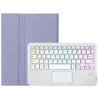 For Samsung Galaxy Tab A9 X210/X215/X215 A09B-As Candy Color Touch Backlight Bluetooth Keyboard Leather Tablet Case with Pen HolderPurple