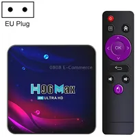 H96 Max V11 4K Smart Tv Box Android 11.0 Media Player with Remote Control, Rk3318 Quad-Core 64Bit Cortex-A53, Ram 4Gb, Rom 64Gb, Support Dual Band Wifi, Bluetooth, Ethernet, Eu Plug