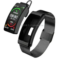 K13 1.14 inch Steel Band Earphone Detachable Smart Watch Support Bluetooth CallBlack