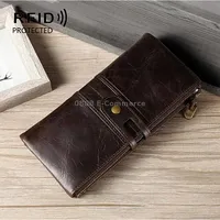 Ladies Genuine Leather Long Wallet Anti-Theft Card Bag Multifunctional Clutch BagCoffee