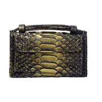 Ladies Snake Texture Print Clutch Bag Long Crossbody With Chain4 Dark Gold