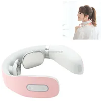 Neck Protector Intelligent Wireless Meridian Electric Physiotherapy Pulse Shoulder and Massager, Styleenglish Voice BroadcastGirlish Pink