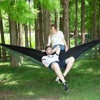 Portable Outdoor Camping Full-Automatic Nylon Parachute Hammock with Mosquito Nets, Size  290 x 140Cm Black
