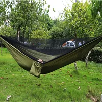 Portable Outdoor Parachute Hammock with Mosquito Nets Army Green