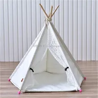 Removable and Washable Canvas Fabric Pet Nest Tent, Size40X40X50 cm, Stylespiked Lace Without Pad