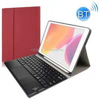 Rk102C Detachable Magnetic Plastic Bluetooth Keyboard with Touchpad  Silk Pattern Tpu Tablet Case for iPad 10.2, Pen Slot BracketRed