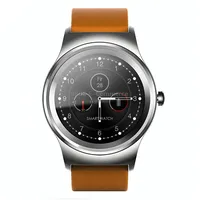 Sma-Round 1.28 inch Color Touch Screen Bluetooth Leather Strap Smart Watch, Waterproof, Support Voice Control / Heart Rate Monitor Sleep Camera, Compatible with Android and iOS System