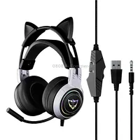 Soyto Sy-G25 Cat Ear Glowing Gaming Computer Headset, Cable Length 2MSilver Black