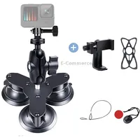 Triangle Suction Cup Mount Holder with Tripod Adapter  Screw Phone Clamp Anti-Lost Silicone Net for Gopro Hero11 Black / Hero10 /9 /8 /7 /6 /5 Session /4 /3 /2 /1, Dji Osmo Action and Other Cameras, SmartphonesBlack