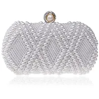 Women Fashion Banquet Party Pearl Handbag Single Shoulder Crossbody Bag White