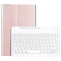 Yak10 2 in 1 Detachable Round Keycap Bluetooth Keyboard  Lambskin Texture Tpu Protective Leather Tablet Case with Holder for Lenovo Qitian K10 Tb-X6C6XRose Gold