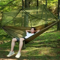 1-2 Person Outdoor Mosquito Net Parachute Hammock Camping Hanging Sleeping Bed Swing Portable  Double Chair, 260 x 140Cm