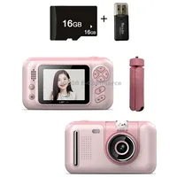2.4 Inch Children Hd Reversible Photo Slr Camera, Color Pink  16G Memory Card Reader