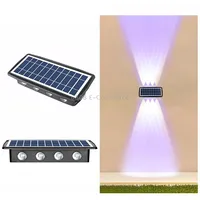 8Led Solar Wall Lamp Outdoor Waterproof Up And Down Double-Headed SpotlightsColor Light