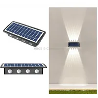 8Led Solar Wall Lamp Outdoor Waterproof Up And Down Double-Headed SpotlightsWhite Light