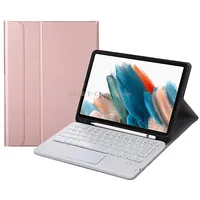 A08B-A Bluetooth Keyboard Leather Case with Pen Slot  Touchpad For Samsung Galaxy Tab A8 2021 Sm-X205 / Sm-X200Rose Gold