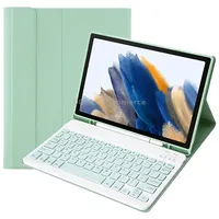 A08B Candy Color Bluetooth Keyboard Leather Case with Pen Slot For Samsung Galaxy Tab A8 10.5 2021 Sm-X200 / Sm-X205Light Green