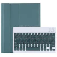 C-098B Candy Color Skin Feel Texture Bluetooth Keyboard Leather Case with Pen Holder For iPad Air 4 10.9 2020 / 5 2022 Dark Green