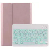 Dy-E10 2 in 1 Removable Bluetooth Keyboard  Protective Leather Tablet Case with Backlight Holder for Lenovo Tab E10Rose Gold