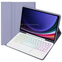 For Samsung Galaxy Tab S9 Candy Color Touch Backlight Bluetooth Keyboard Leather Tablet Case with Pen HolderPurple
