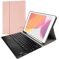 Rk102C Detachable Magnetic Plastic Bluetooth Keyboard with Touchpad  Silk Pattern Tpu Tablet Case for iPad 10.2, Pen Slot BracketRose Gold