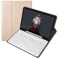 Ya610B Detachable Lambskin Texture Round Keycap Bluetooth Keyboard Leather Tablet Case with Pen Slot  Stand For Samsung Galaxy Tab S6 Lite 10.4 P610 P615 2020Gold