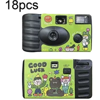 18Pcs Green Good Luck Retro Film Camera Waterproof Cartoon Decorative Stickers without