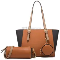 3 in 1 Fashion Simple Lady Diagonal Large Capacity HandbagBrown