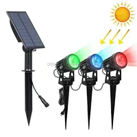 3W One for Three Solar Spotlight Outdoor Ip65 Waterproof Light Control Induction Lawn Lamp, Luminous Flux 300-400Lm Rgb Cyclic Fixation
