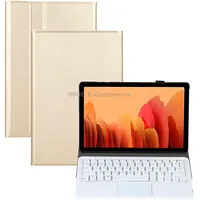 A500-A Detachable Bluetooth Keyboard Ultrathin Horizontal Flip Leather Tablet Case with Touchpad  Holder for Samsung Galaxy Tab A7 10.4 2020 T500 / T505Gold
