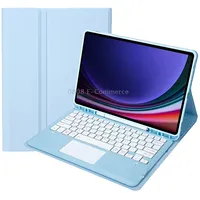 A810B-A For Samsung Galaxy Tab S9 Touch Pad Detachable Bluetooth Keyboard Leather Tablet CaseSky Blue