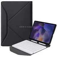 Ba08 Diamond Texture Bluetooth Keyboard Leather Case with Triangle Back Support For Samsung Galaxy Tab A8 2021 Sm-X205 / Sm-X200Black  White