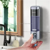 Bosharon Shampoo Shower Gel Box Household Hand Sanitizer Bathroom Wall-Mounted Punch-Free Double-Head Soap Dispenser, Stylesingle GridSilver Gray