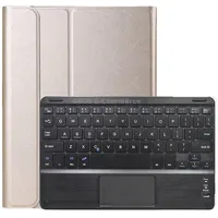 Dy-E10 2 in 1 Removable Bluetooth Keyboard  Protective Leather Tablet Case with Touchpad Holder for Lenovo Tab E10Gold
