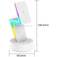 For Apple Series 3 In 1 Rgb Light Magsafe Magnetic Mobile Phone Holder Wireless ChargerBlack