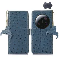 For Xiaomi 13 Ultra Ostrich Pattern Genuine Leather Rfid Phone CaseBlue