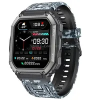 Kr06 Waterproof Pedometer Sport Smart Watch, Support Heart Rate / Blood Pressure Monitoring Bt Calling Camouflage Black