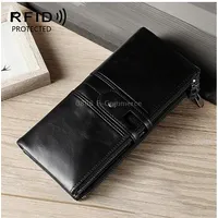 Ladies Genuine Leather Long Wallet Anti-Theft Card Bag Multifunctional Clutch BagBlack